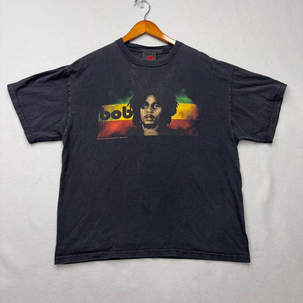 Zion Rootswear T-Shirt Mens L Black Bob Marley Rasta Graphic Y2K 2006 Licensed